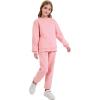 imageFlygo Boys Girls 2 Piece Outfits Fleece Kids Sweatsuit Crewneck Sweatshirt and Sweatpants Tracksuit Clothing SetPink