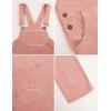 imageFlygo Corduroy Overalls for Women Loose Fit Adjustable Straps Long Bib Pants Wide Leg Jumpsuits with PocketsPink