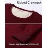 imageFlygo Mens Warm Sherpa Lined Crewneck Sweatshirts Fleece Pullover Tops Heavyweight Thick Thermal Cotton SweatShirtsMaroon