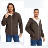 imageFlygo Sherpa Hoodies for Men Zip Up Winter Fleece Lined Hooded Sweatshirt Heavyweight Warm JacketsCoffee Brown
