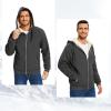 imageFlygo Sherpa Hoodies for Men Zip Up Winter Fleece Lined Hooded Sweatshirt Heavyweight Warm JacketsDark Grey
