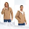 imageFlygo Sherpa Hoodies for Men Zip Up Winter Fleece Lined Hooded Sweatshirt Heavyweight Warm JacketsKhaki