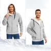 imageFlygo Sherpa Hoodies for Men Zip Up Winter Fleece Lined Hooded Sweatshirt Heavyweight Warm JacketsLight Grey
