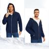 imageFlygo Sherpa Hoodies for Men Zip Up Winter Fleece Lined Hooded Sweatshirt Heavyweight Warm JacketsNavy