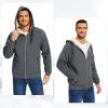 imageFlygo Sherpa Hoodies for Men Zip Up Winter Fleece Lined Hooded Sweatshirt Heavyweight Warm JacketsSmoky Gray