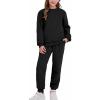 imageFlygo Boys Girls 2 Piece Outfits Fleece Kids Sweatsuit Crewneck Sweatshirt and Sweatpants Tracksuit Clothing SetBlack