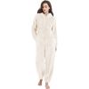 imageFlygo Womens Onesies Pajamas One Piece Hooded Adult Pajama Jumpsuit Winter Fuzzy SleepwearBeige