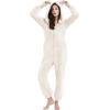 imageFlygo Womens Onesies Pajamas One Piece Hooded Adult Pajama Jumpsuit Winter Fuzzy SleepwearBeige