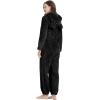 imageFlygo Womens Onesies Pajamas One Piece Hooded Adult Pajama Jumpsuit Winter Fuzzy SleepwearBlack