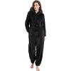 imageFlygo Womens Onesies Pajamas One Piece Hooded Adult Pajama Jumpsuit Winter Fuzzy SleepwearBlack