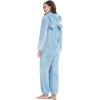 imageFlygo Womens Onesies Pajamas One Piece Hooded Adult Pajama Jumpsuit Winter Fuzzy SleepwearBlue