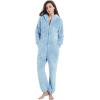 imageFlygo Womens Onesies Pajamas One Piece Hooded Adult Pajama Jumpsuit Winter Fuzzy SleepwearBlue