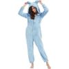 imageFlygo Womens Onesies Pajamas One Piece Hooded Adult Pajama Jumpsuit Winter Fuzzy SleepwearBlue