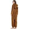 imageFlygo Womens Onesies Pajamas One Piece Hooded Adult Pajama Jumpsuit Winter Fuzzy SleepwearBrown