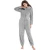imageFlygo Womens Onesies Pajamas One Piece Hooded Adult Pajama Jumpsuit Winter Fuzzy SleepwearGrey