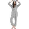 imageFlygo Womens Onesies Pajamas One Piece Hooded Adult Pajama Jumpsuit Winter Fuzzy SleepwearGrey