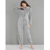 imageFlygo Womens Onesies Pajamas One Piece Hooded Adult Pajama Jumpsuit Winter Fuzzy SleepwearGrey