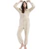 imageFlygo Womens Onesies Pajamas One Piece Hooded Adult Pajama Jumpsuit Winter Fuzzy SleepwearKhaki