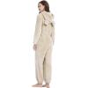imageFlygo Womens Onesies Pajamas One Piece Hooded Adult Pajama Jumpsuit Winter Fuzzy SleepwearKhaki