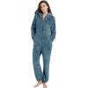 imageFlygo Womens Onesies Pajamas One Piece Hooded Adult Pajama Jumpsuit Winter Fuzzy SleepwearNavy