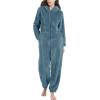 imageFlygo Womens Onesies Pajamas One Piece Hooded Adult Pajama Jumpsuit Winter Fuzzy SleepwearNavy