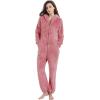imageFlygo Womens Onesies Pajamas One Piece Hooded Adult Pajama Jumpsuit Winter Fuzzy SleepwearPink