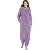 imageFlygo Womens Onesies Pajamas One Piece Hooded Adult Pajama Jumpsuit Winter Fuzzy SleepwearPurple