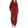 imageFlygo Womens Onesies Pajamas One Piece Hooded Adult Pajama Jumpsuit Winter Fuzzy SleepwearRed
