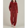 imageFlygo Womens Onesies Pajamas One Piece Hooded Adult Pajama Jumpsuit Winter Fuzzy SleepwearRed