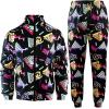 imageFlygo 80s 90s Outfit for Men Retro Track Suits 80s Tracksuit Set Windbreaker Hip Hop Party Rave OutfitsBlack