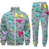 imageFlygo 80s 90s Outfit for Men Retro Track Suits 80s Tracksuit Set Windbreaker Hip Hop Party Rave OutfitsGreen