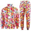 imageFlygo 80s 90s Outfit for Men Retro Track Suits 80s Tracksuit Set Windbreaker Hip Hop Party Rave OutfitsRed