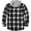 imageFlygo Flannel Shirt Jacket Men Fleece Hoodie Sherpa Lined Plaid Button Down Fall Winter Jackets with HoodBlackwhite