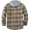 imageFlygo Flannel Shirt Jacket Men Fleece Hoodie Sherpa Lined Plaid Button Down Fall Winter Jackets with HoodKhaki