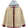 imageFlygo Flannel Shirt Jacket Men Fleece Hoodie Sherpa Lined Plaid Button Down Fall Winter Jackets with HoodRedblack