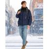 imageFlygo Men Puffer Jacket Winter Coats Water Resistant Long Sleeve Zip Up Lightweight Quilted Down JacketsNavyXLarge
