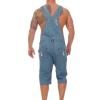 imageFlygo Mens Bib Overall Shorts Casual Ripped Denim Jumpsuit RompersBlue