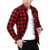 imageFlygo Mens Casual Collared Long Sleeve Plaid Button Down ShirtWine Red
