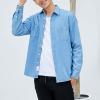 imageFlygo Mens Casual Long Sleeve Sherpa Lined Button Down Denim Shirt JacketBlue