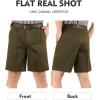 imageFlygo Mens Classic Fit 7 Inseam Chino Oxford Shorts Pleated Flat Golf ShortsArmy Green