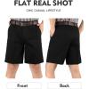 imageFlygo Mens Classic Fit 7 Inseam Chino Oxford Shorts Pleated Flat Golf ShortsBlack
