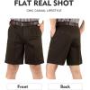 imageFlygo Mens Classic Fit 7 Inseam Chino Oxford Shorts Pleated Flat Golf ShortsCoffee
