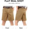 imageFlygo Mens Classic Fit 7 Inseam Chino Oxford Shorts Pleated Flat Golf ShortsKhaki