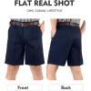 imageFlygo Mens Classic Fit 7 Inseam Chino Oxford Shorts Pleated Flat Golf ShortsNavy