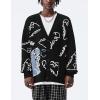 imageFlygo Mens Dinosaur Sweater Chunky Oversized Knitted Cartoon Button Down Sweater CardiganBlack