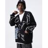 imageFlygo Mens Dinosaur Sweater Chunky Oversized Knitted Cartoon Button Down Sweater CardiganWhite