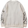 imageFlygo Mens Dinosaur Sweater Chunky Oversized Knitted Cartoon Button Down Sweater CardiganWhite