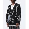 imageFlygo Mens Dinosaur Sweater Chunky Oversized Knitted Cartoon Button Down Sweater CardiganWhite