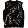 imageFlygo Mens Dinosaur Sweater Vest Unisex Sleeveless Knit Sweaters Casual Pullover JumperBlack
