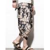 imageFlygo Mens Ethnic Stylish Drawstring Elastic Waist Loose Fit Baggy Linen Harem Capri PantsBrown2